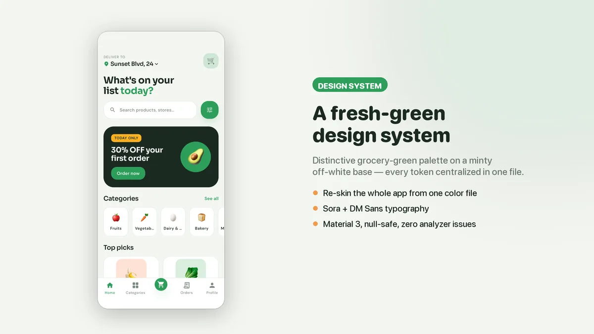 Freshko green palette, typography and components — Freshko