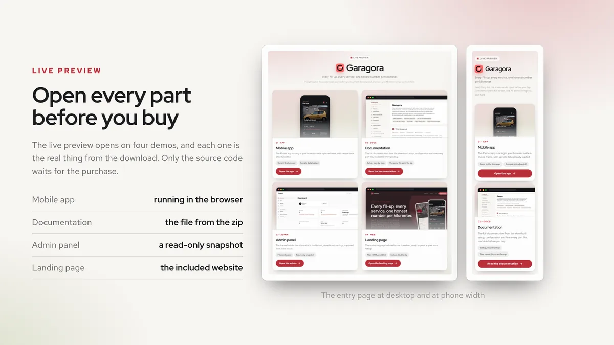 Live preview — Garagora