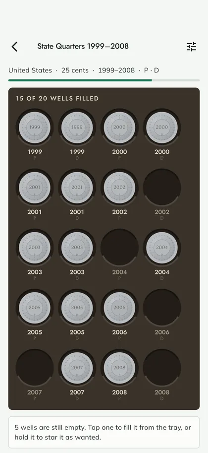 An album page, not a grid — Patinora screen