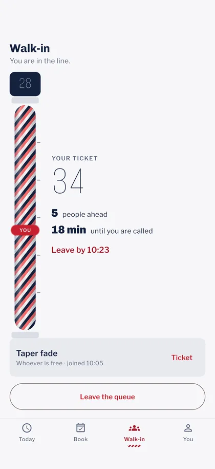 A queue you can watch from home — Shearora screen